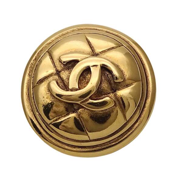 CHANEL Gold Logo Brooch